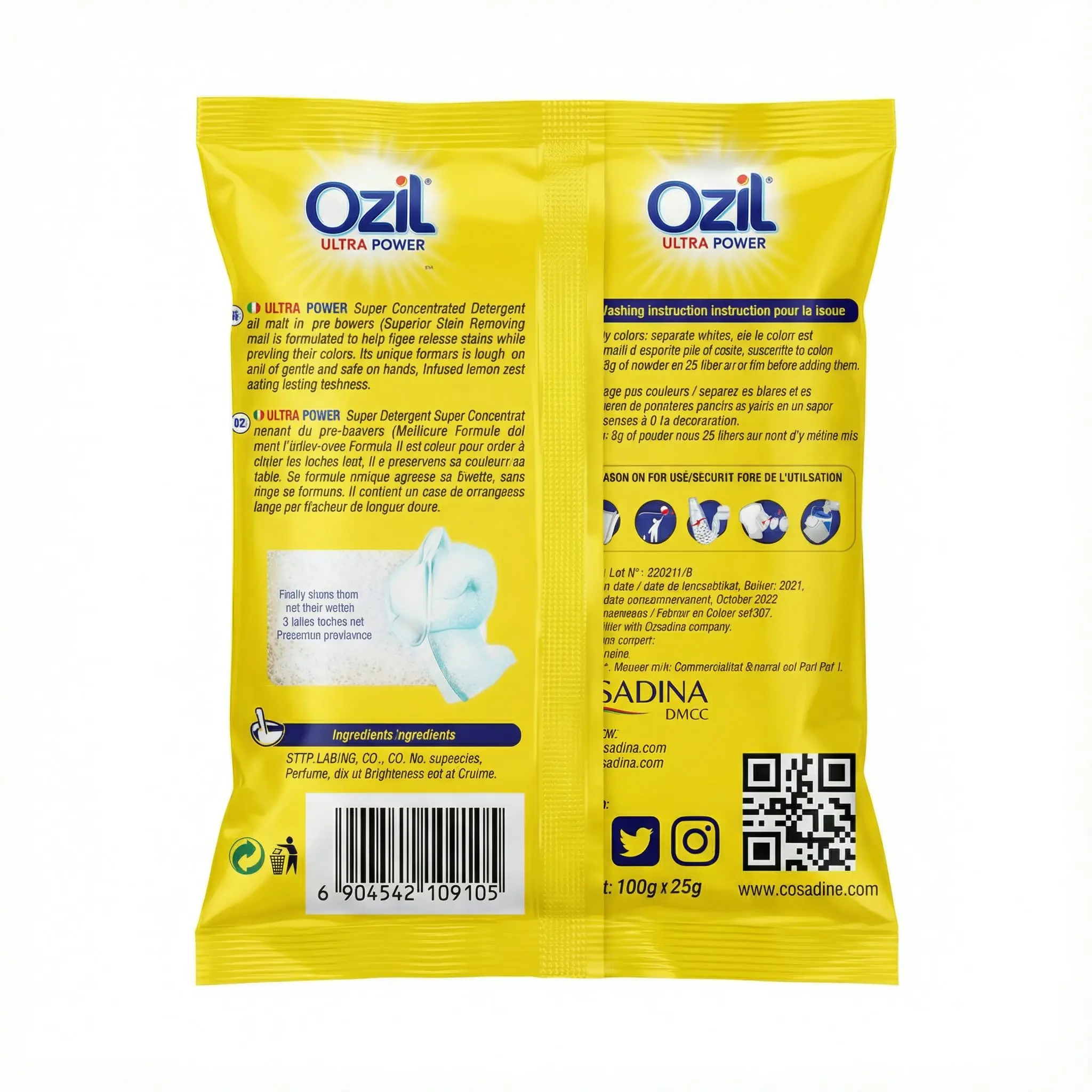 instructions detergent en poudre ozil ultra power